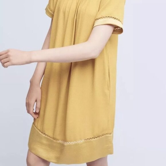 New Anthropologie Verdet Swing Gold Dress By Maeve Size S - Picture 2 of 16